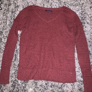 Red v-neck sweater